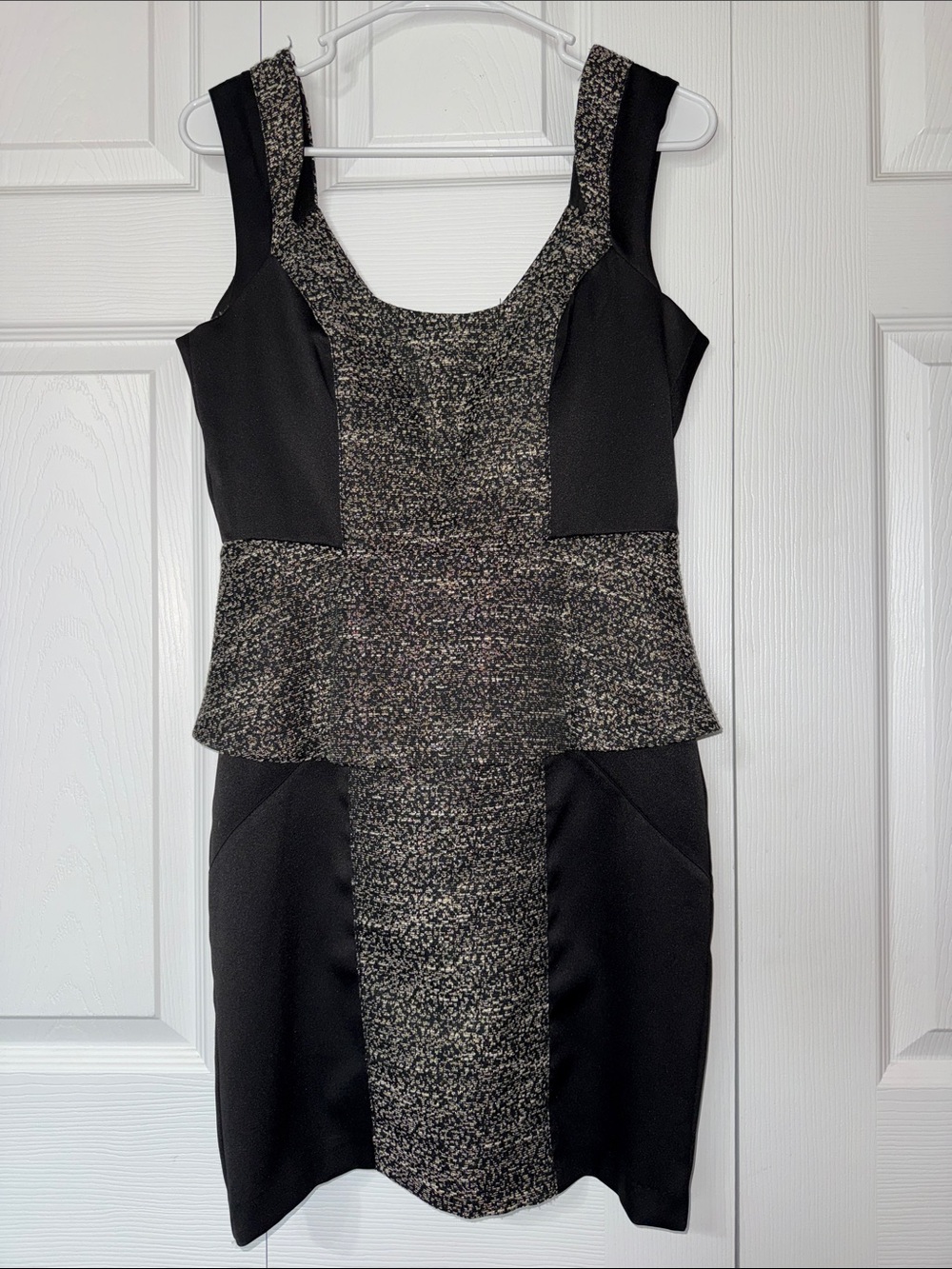XOXO Black & Gold Tweed Dress